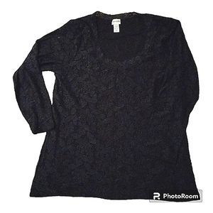 Chico's Fully Lined Black Lace Top Size 3 XL